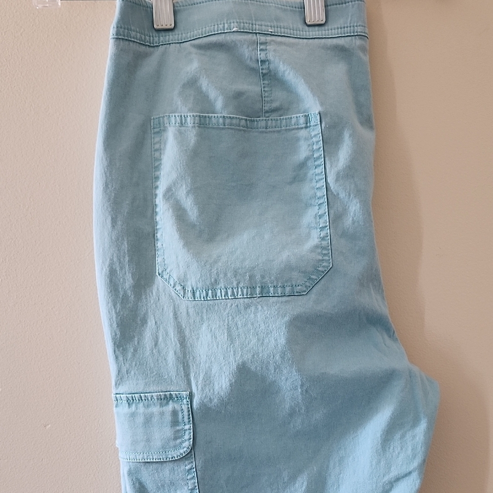 Chico's Cargo Style Straight Leg Pants Light Aqua - Picture 2 of 6